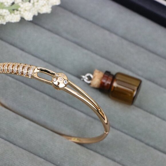 Rose Gold Plated Bangle with Sparkling Band & Floral Clasp, XPBL0549 - Picture 11 of 11